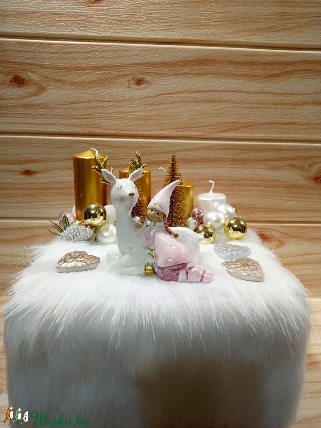 Kislány szarvasfigurával adventi asztaldísz - karácsony - Meska.hu