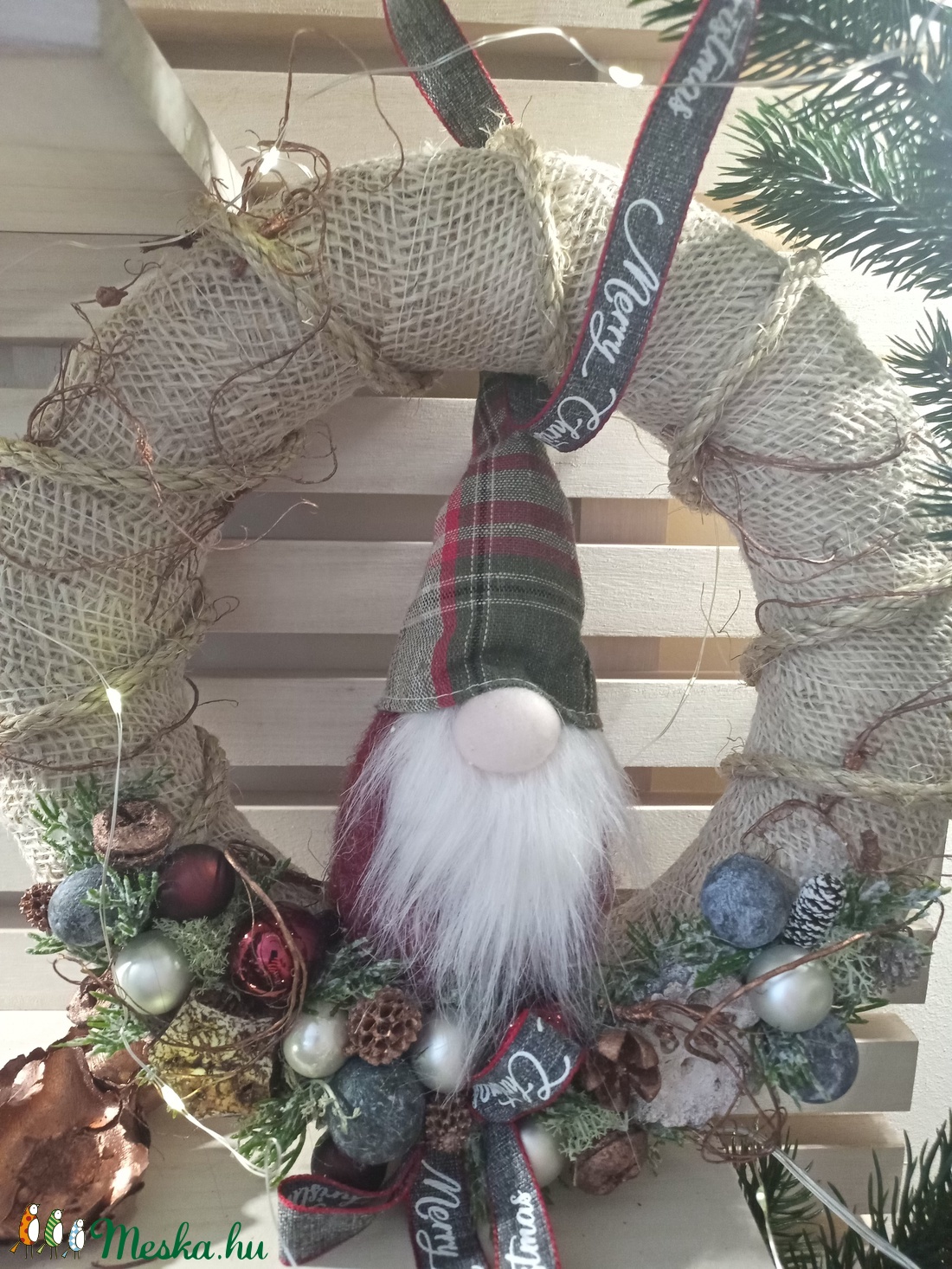 Manós karácsonyi kopogtató - karácsony - adventi díszek - adventi ajtódísz - Meska.hu