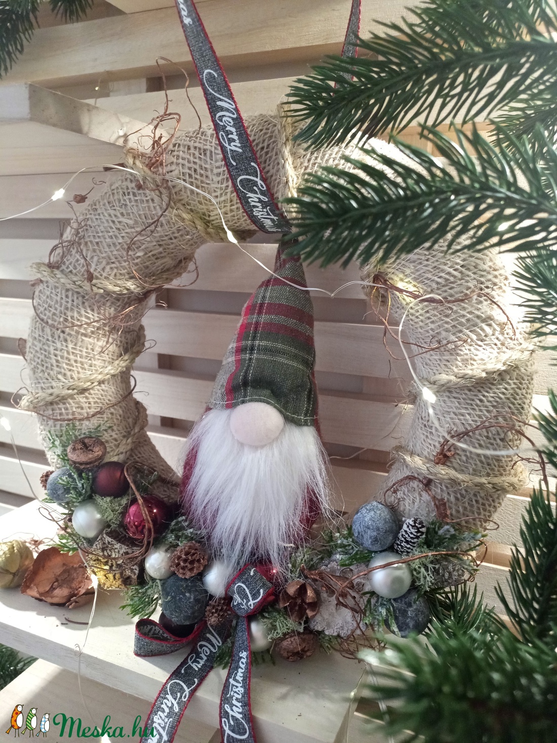 Manós karácsonyi kopogtató - karácsony - adventi díszek - adventi ajtódísz - Meska.hu