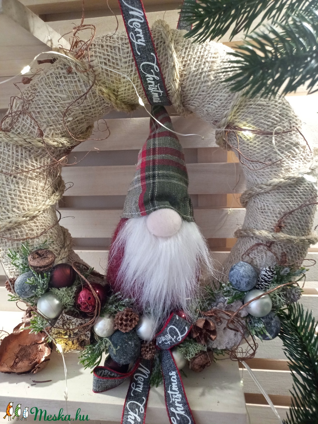 Manós karácsonyi kopogtató - karácsony - adventi díszek - adventi ajtódísz - Meska.hu