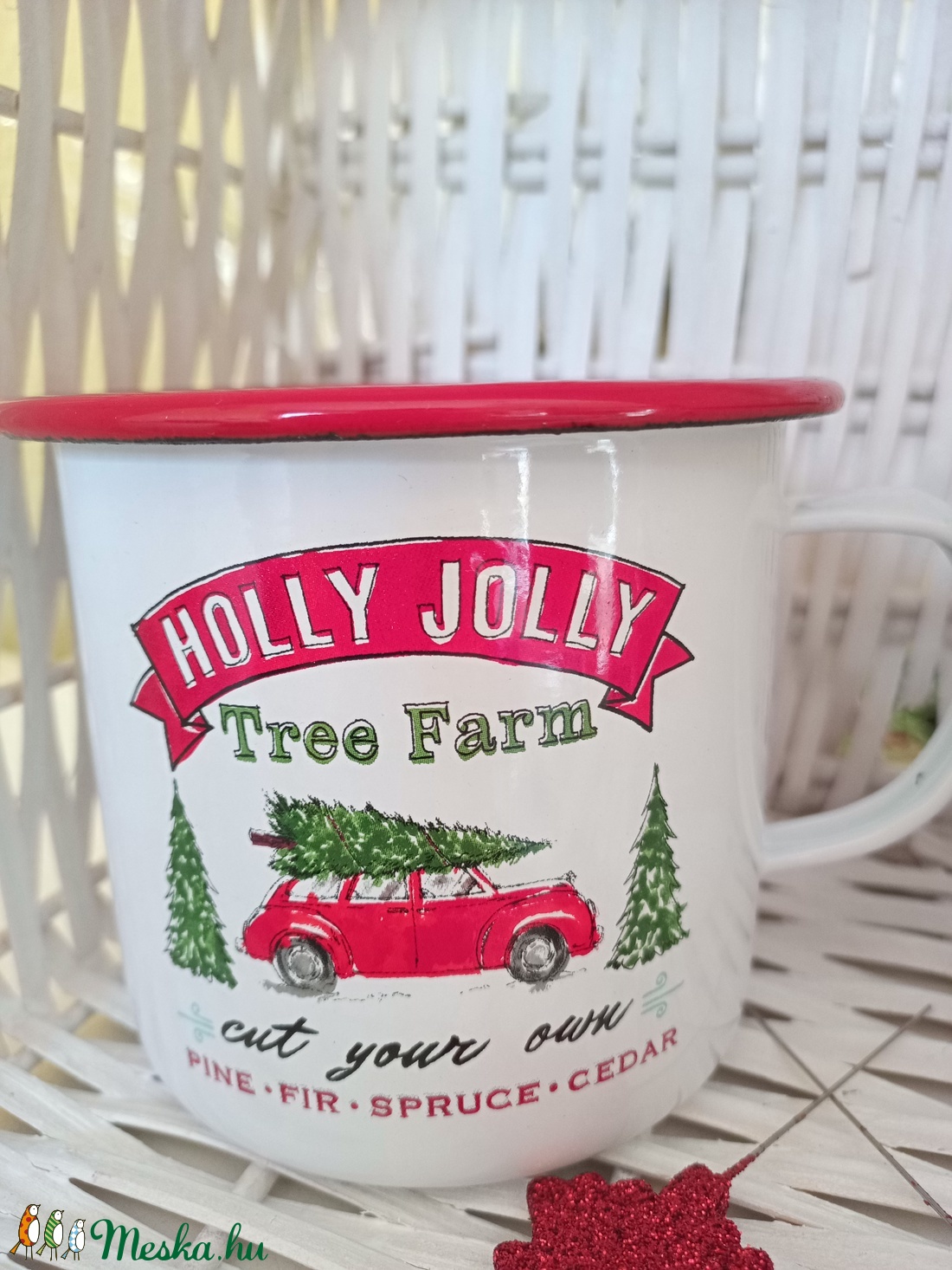 Karácsonyi bádogbögre - karácsony - karácsonyi lakásdekoráció - karácsonyi lakásdíszek - Meska.hu