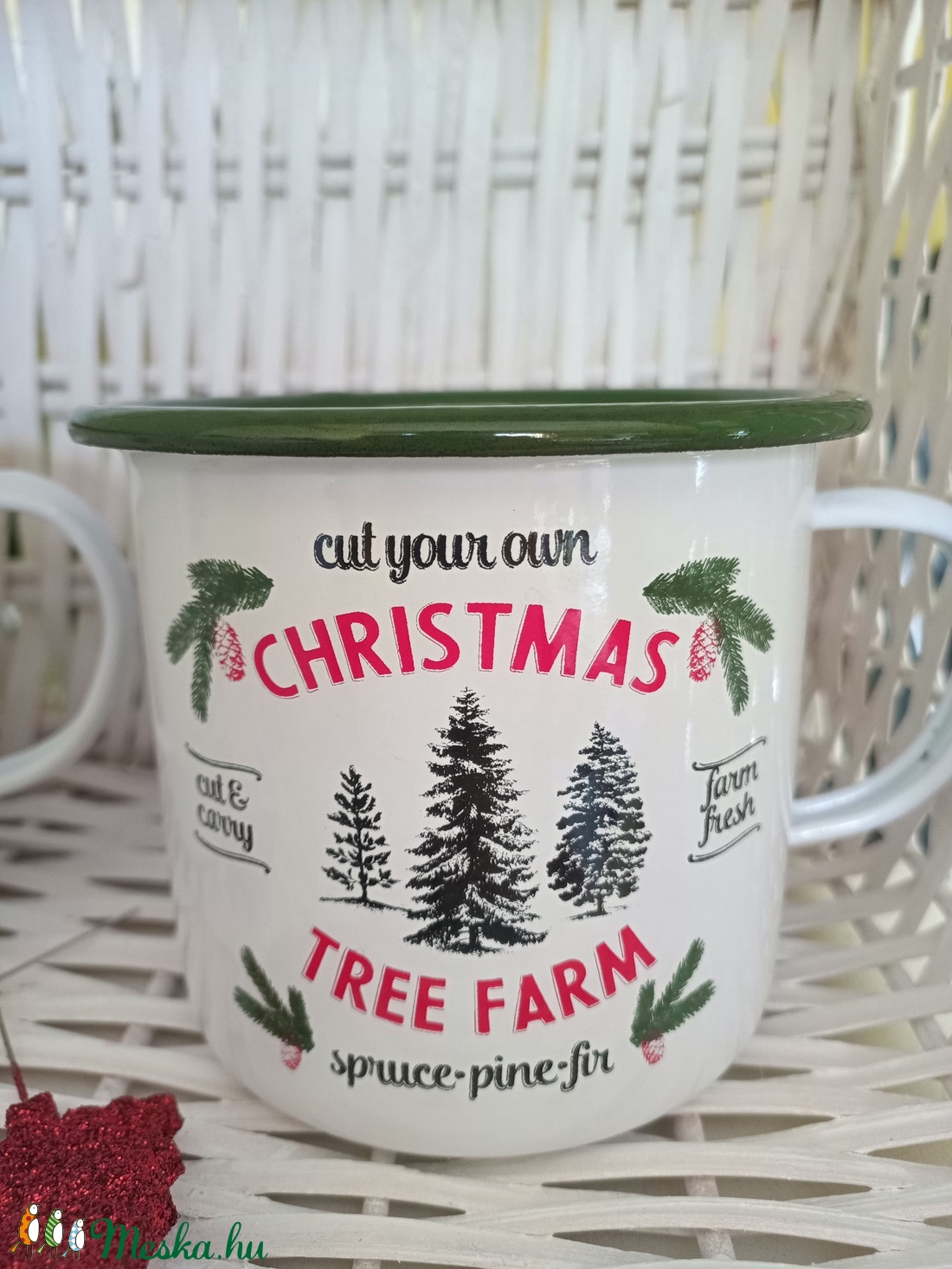 Karácsonyi bádogbögre - karácsony - karácsonyi lakásdekoráció - karácsonyi lakásdíszek - Meska.hu