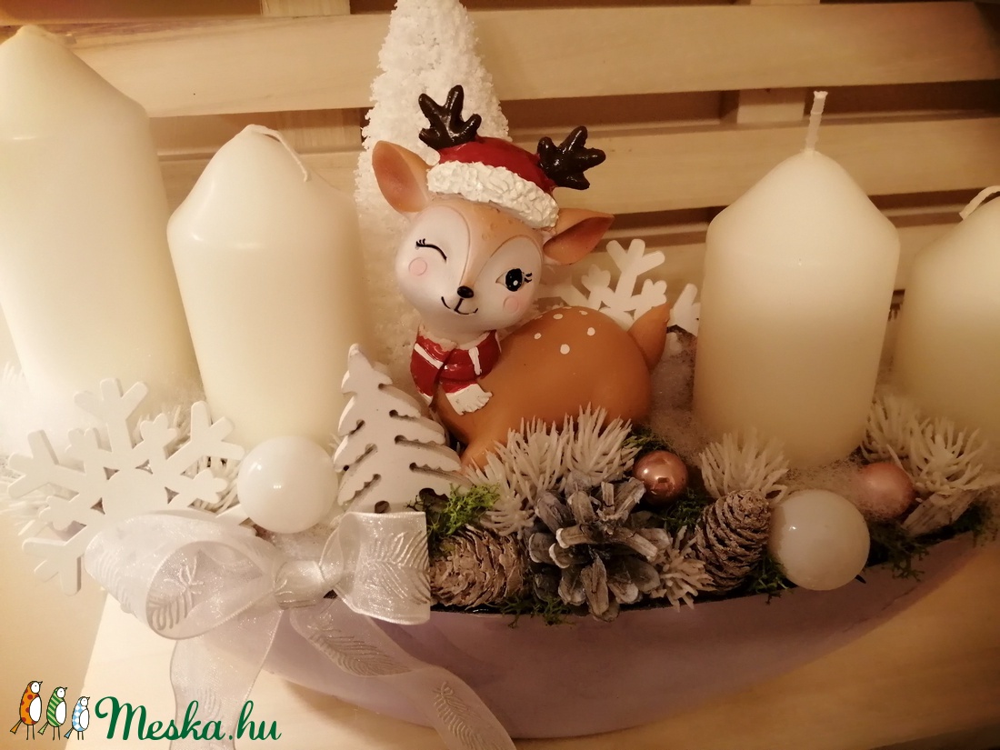 Őzikés adventi asztaldísz  - karácsony - adventi díszek - adventi asztaldísz - Meska.hu