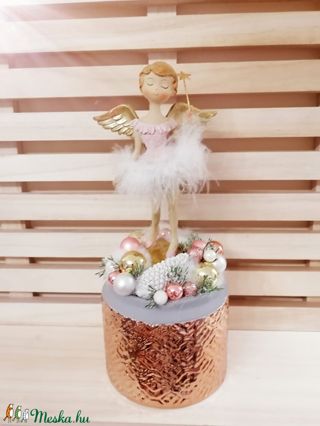 Karácsonyi angyalkás asztaldísz  - karácsony - adventi díszek - adventi asztaldísz - Meska.hu