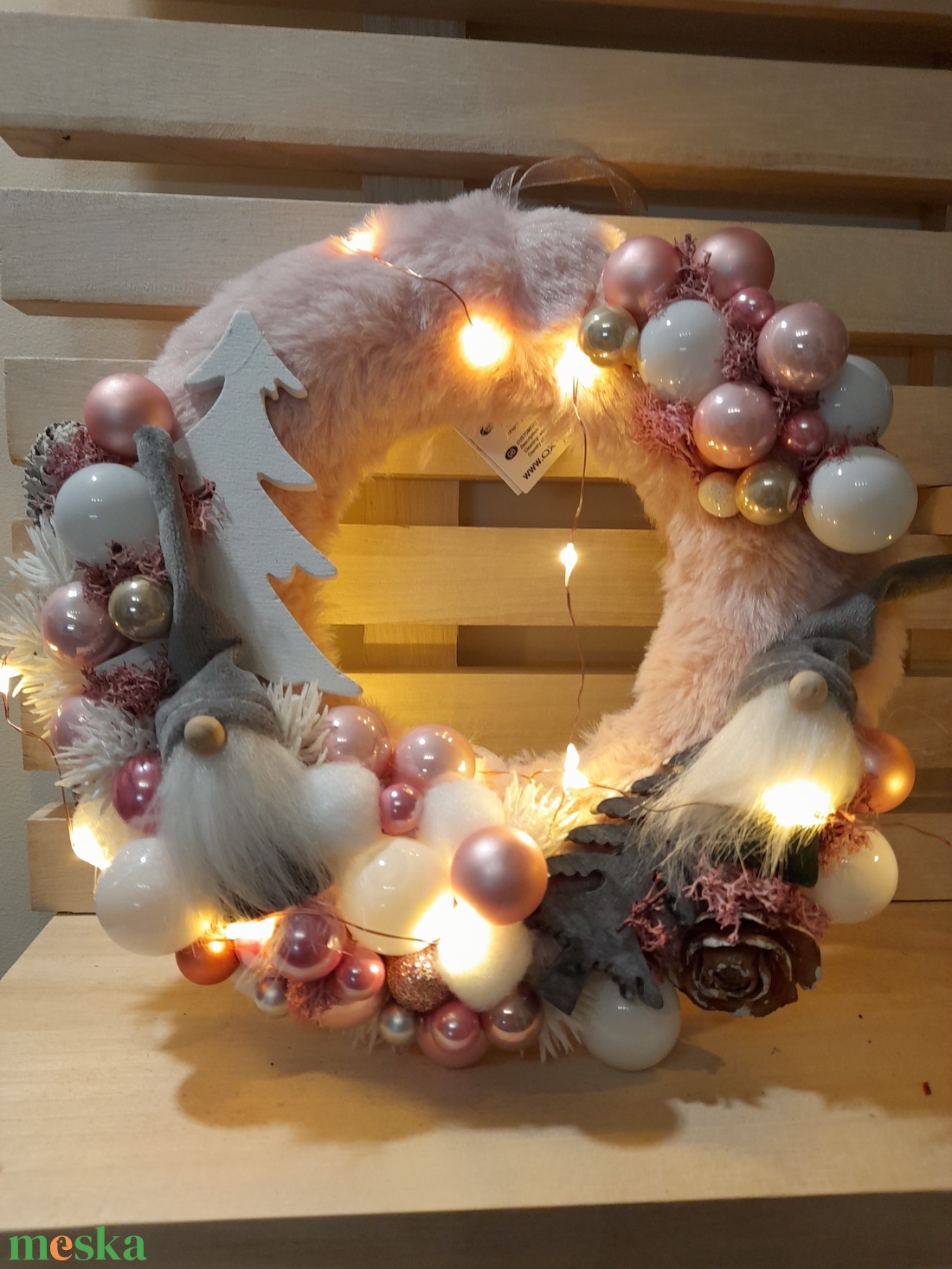 Manós kopogtató szőrmés 22 cm - karácsony - karácsonyi lakásdekoráció - karácsonyi ajtódíszek - Meska.hu