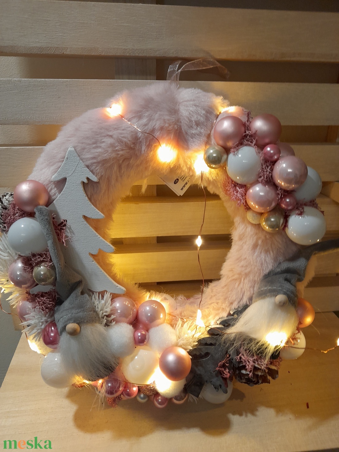 Manós kopogtató szőrmés 22 cm - karácsony - karácsonyi lakásdekoráció - karácsonyi ajtódíszek - Meska.hu