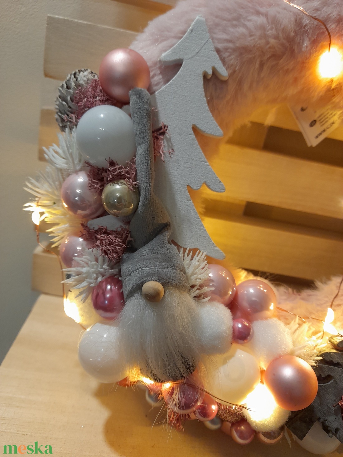 Manós kopogtató szőrmés 22 cm - karácsony - karácsonyi lakásdekoráció - karácsonyi ajtódíszek - Meska.hu