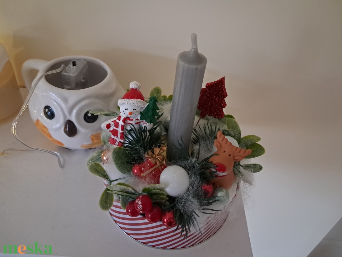 Hóemberes karácsonyi asztaldísz  - karácsony - adventi díszek - adventi asztaldísz - Meska.hu