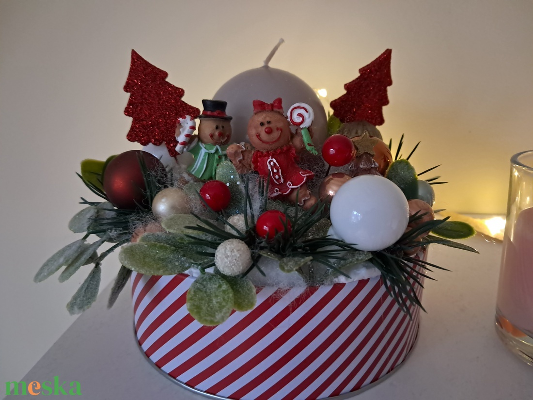 Mézeskalács figurás karácsonyi asztaldísz  - karácsony - adventi díszek - adventi asztaldísz - Meska.hu