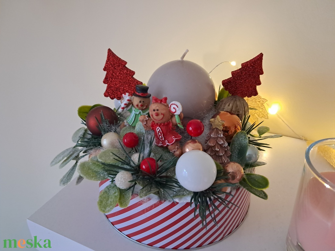 Mézeskalács figurás karácsonyi asztaldísz  - karácsony - adventi díszek - adventi asztaldísz - Meska.hu