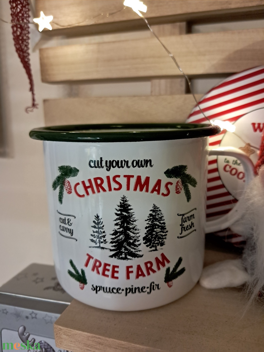 Karácsonyi bádogbögre - karácsony - karácsonyi lakásdekoráció - karácsonyfa szoknya, karácsonyfa alátét - Meska.hu