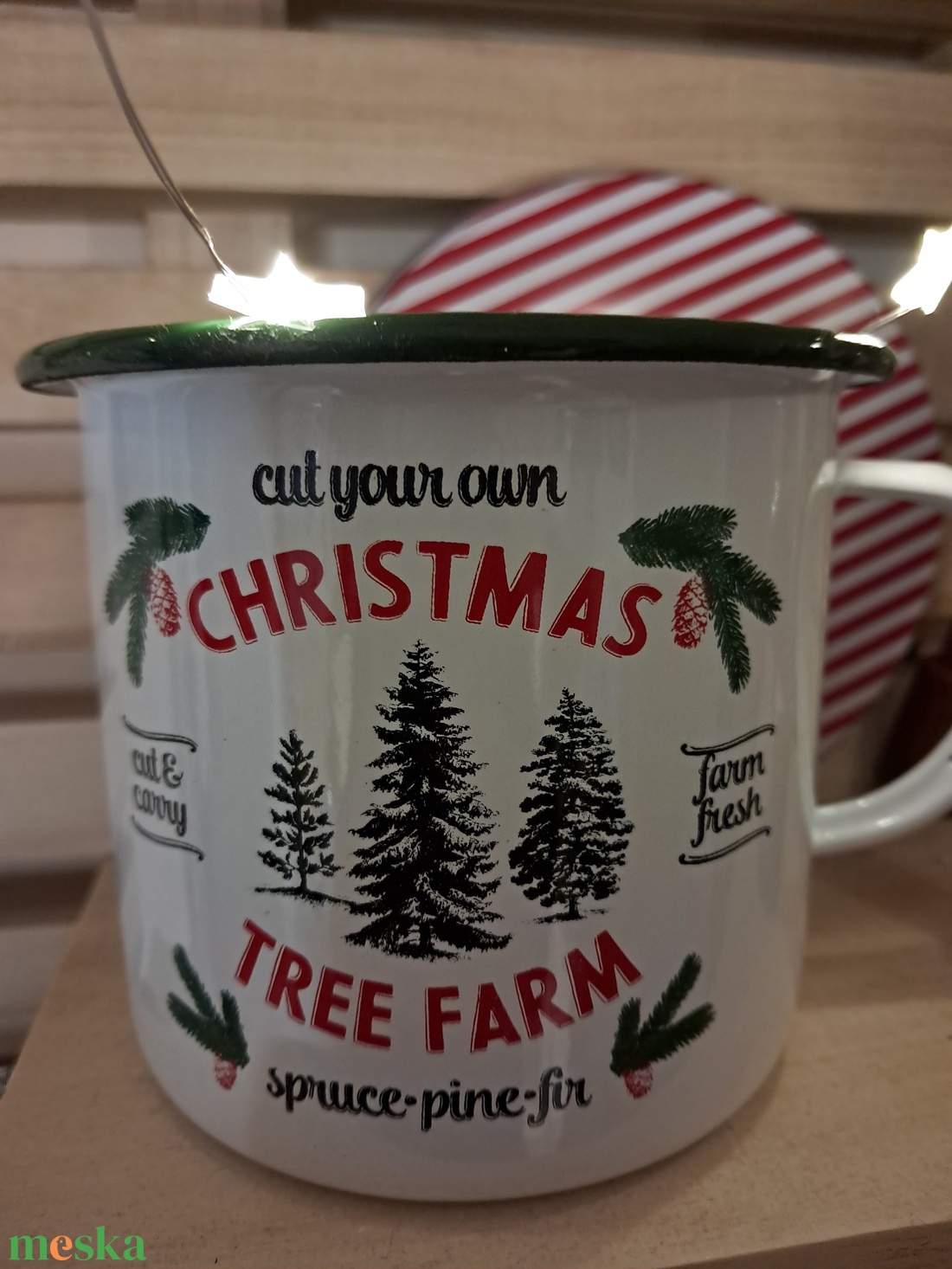 Karácsonyi bádogbögre - karácsony - karácsonyi lakásdekoráció - karácsonyfa szoknya, karácsonyfa alátét - Meska.hu