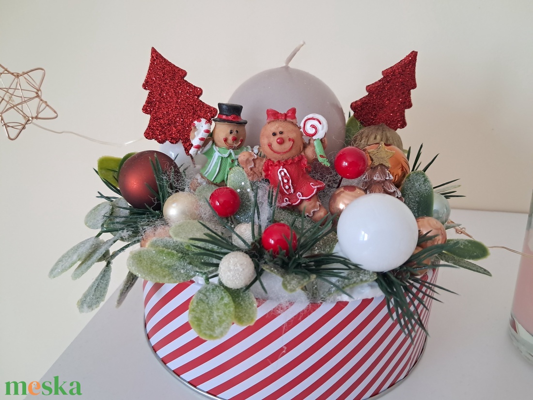 Mézeskalács figurás karácsonyi asztaldísz  - karácsony - adventi díszek - adventi asztaldísz - Meska.hu