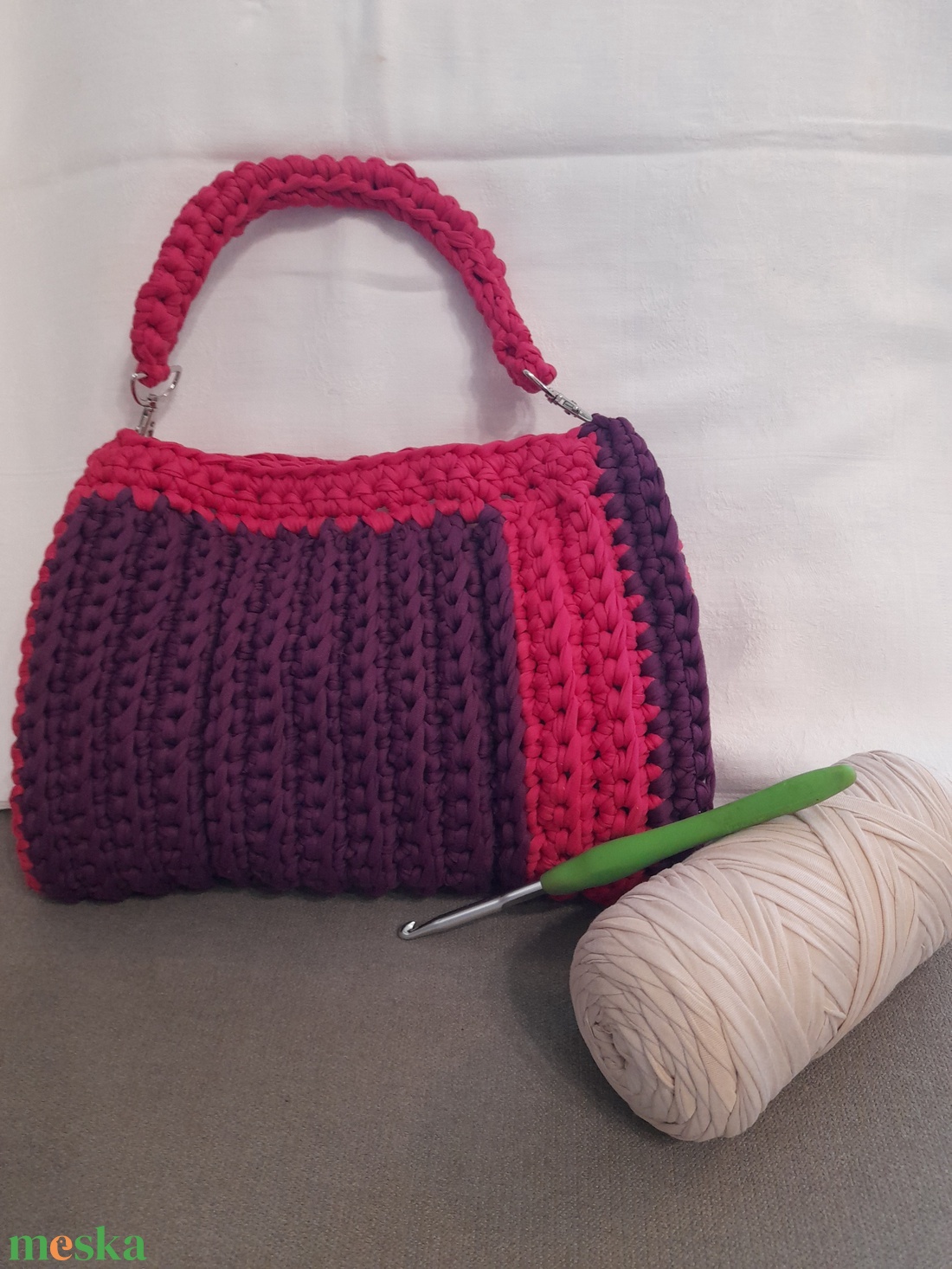 ,,Padlizsán-pink - táska & tok - kézitáska & válltáska - kézitáska - Meska.hu