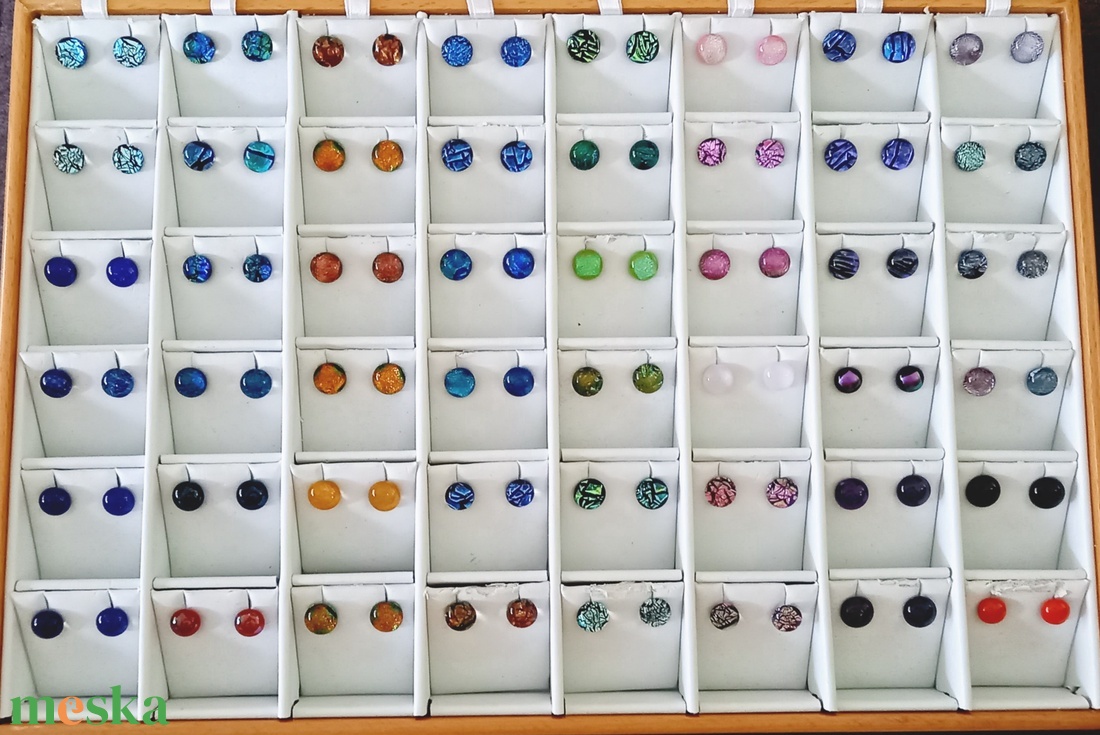 Kéklő csillogás bedügős füli Jannaja ékszer - ékszer - ékszerszett - Meska.hu