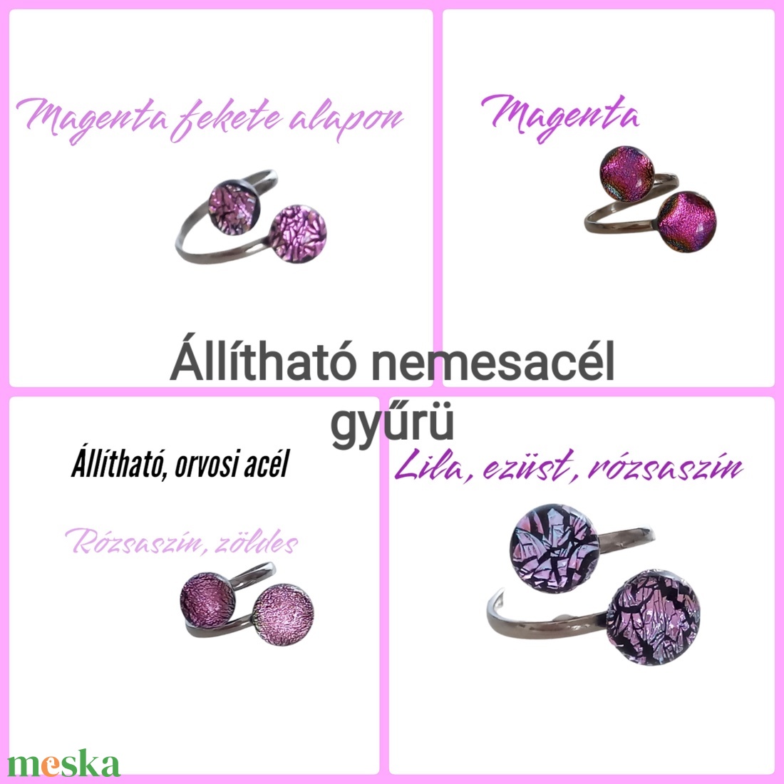 Nemesacél állítható gyűrűk - ékszer - gyűrű - többköves gyűrű - Meska.hu Nemesacél állítható gyűrűk - ékszer - gyűrű - többköves gyűrű - Meska.hu