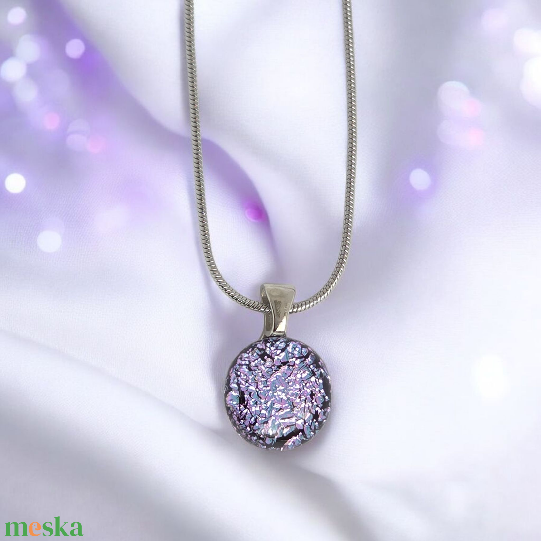 Glamor lilás csillogó medál - ékszer - nyaklánc - medálos nyaklánc - Meska.hu