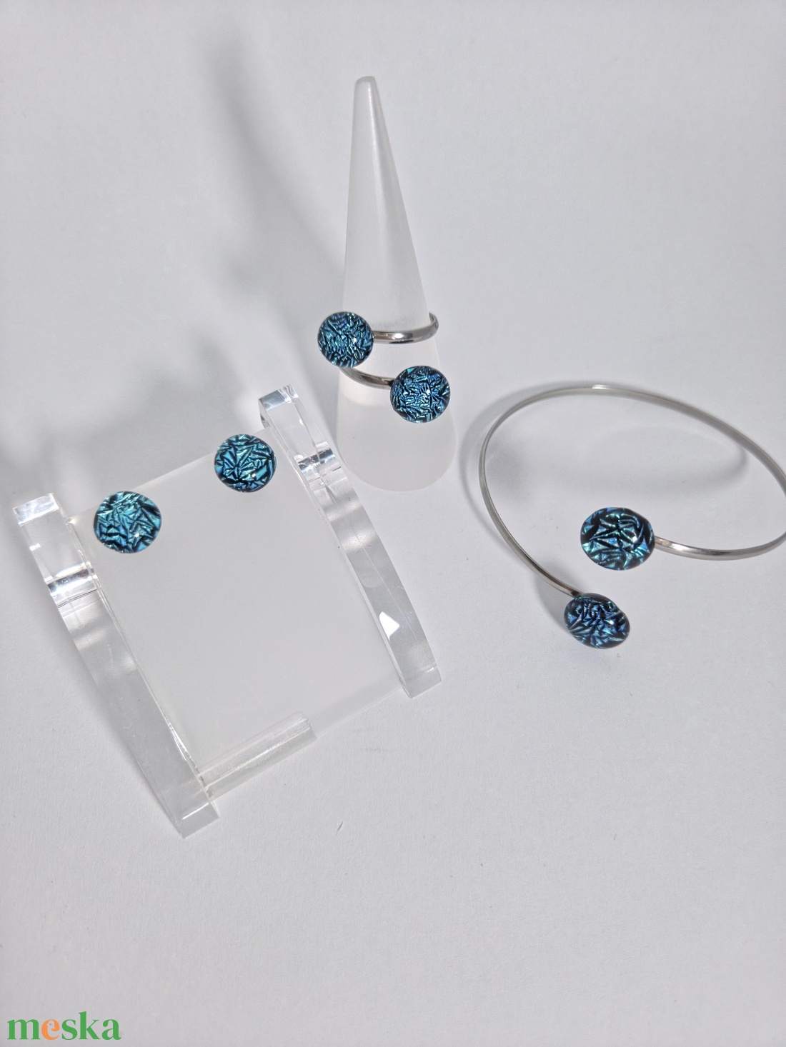 Glamor menta csillogás karkötő, gyűrű, füli - ékszer - karkötő - karperec - Meska.hu