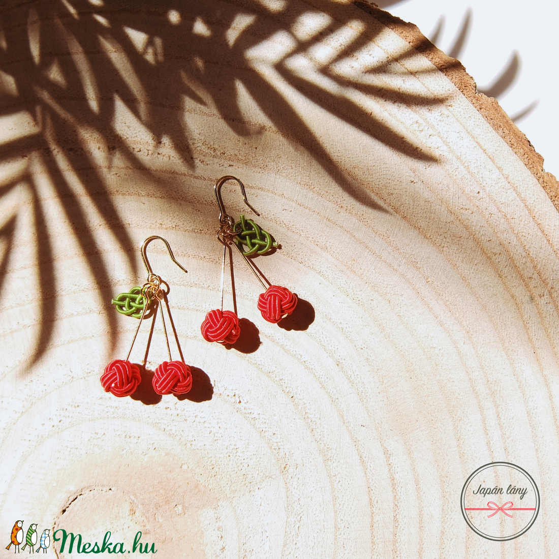 Japány Cseresznye Fülbevaló - ékszer - fülbevaló - lógó fülbevaló - Meska.hu