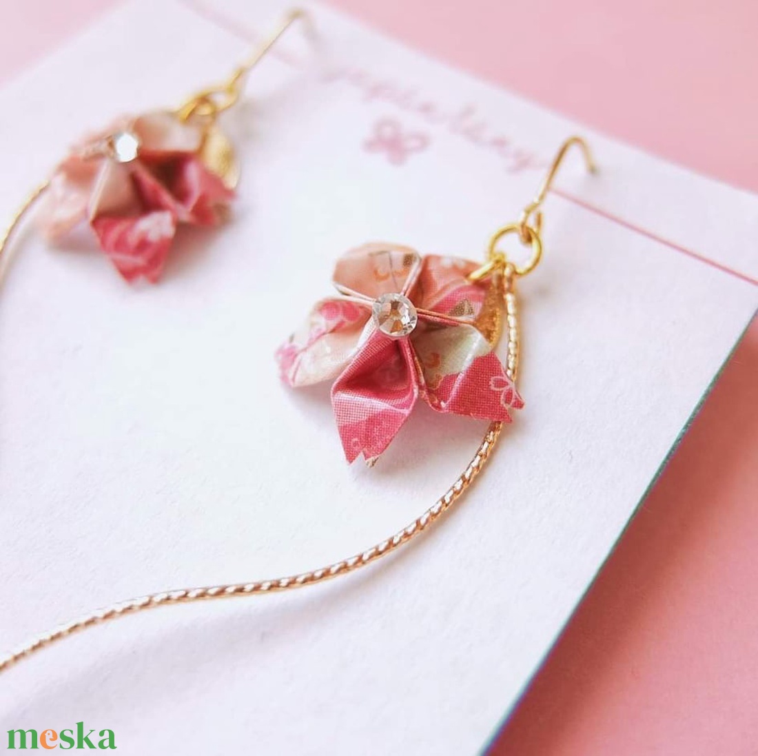 Japán Origami Cseresznyevirág Fülbevaló - ékszer - fülbevaló - lógó fülbevaló - Meska.hu Japán Origami Cseresznyevirág Fülbevaló - ékszer - fülbevaló - lógó fülbevaló - Meska.hu