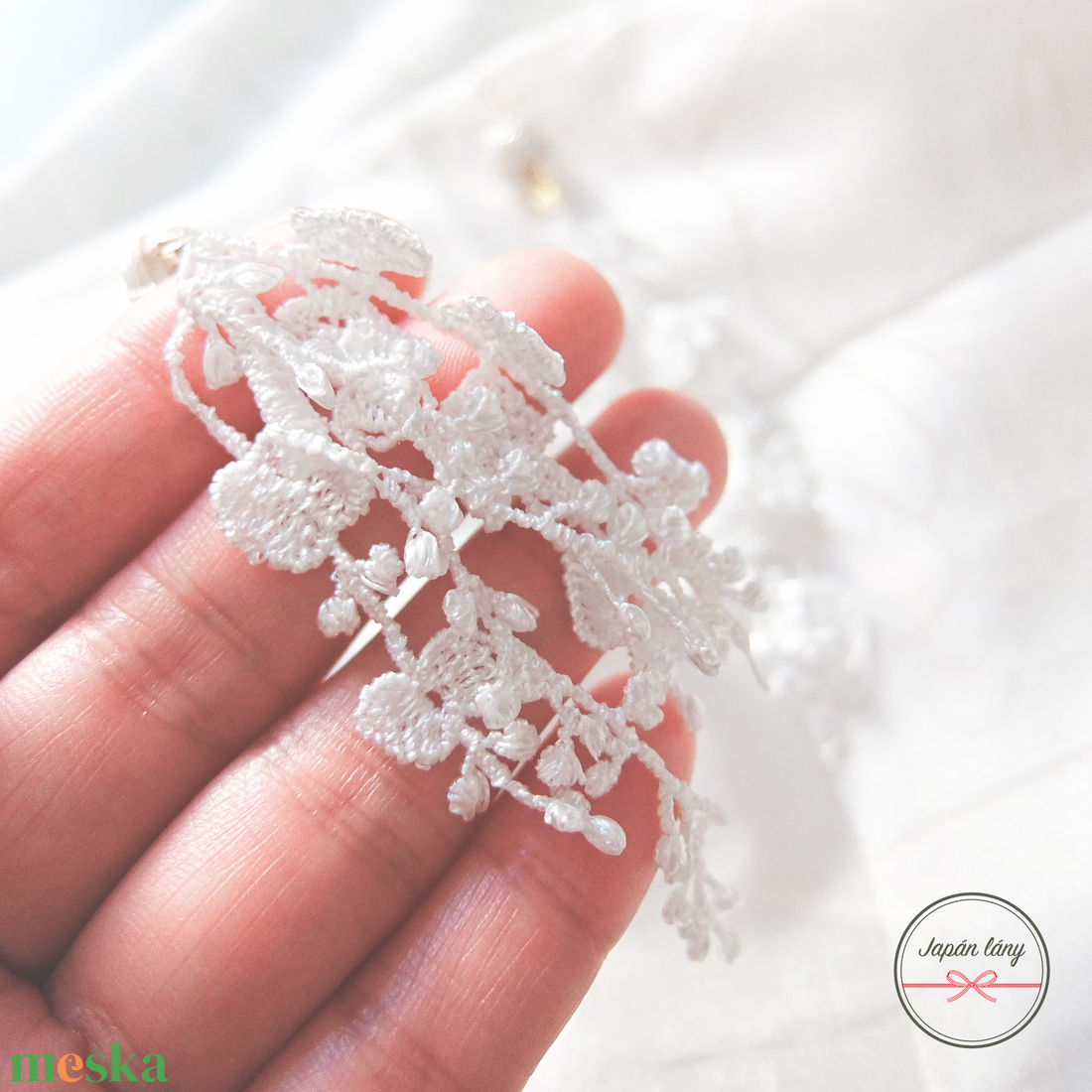 Japán White lace Fülbevaló - ékszer - fülbevaló - lógó csepp fülbevaló - Meska.hu Japán White lace Fülbevaló - ékszer - fülbevaló - lógó csepp fülbevaló - Meska.hu