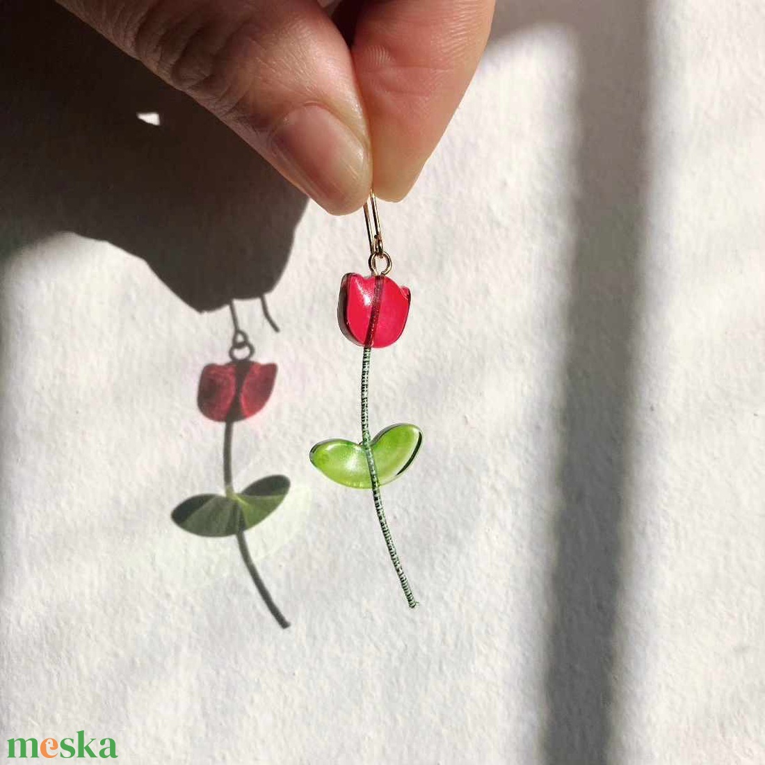 Japán Tulip Fülbevaló - ékszer - fülbevaló - lógó fülbevaló - Meska.hu