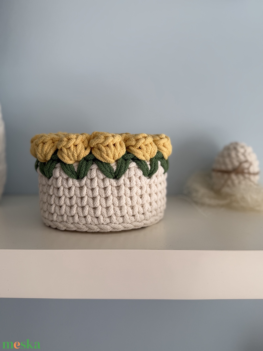 Horgolt kosár - ünnepi díszek, dekorációk - húsvéti díszek és dekorációk - húsvéti kosár - Meska.hu