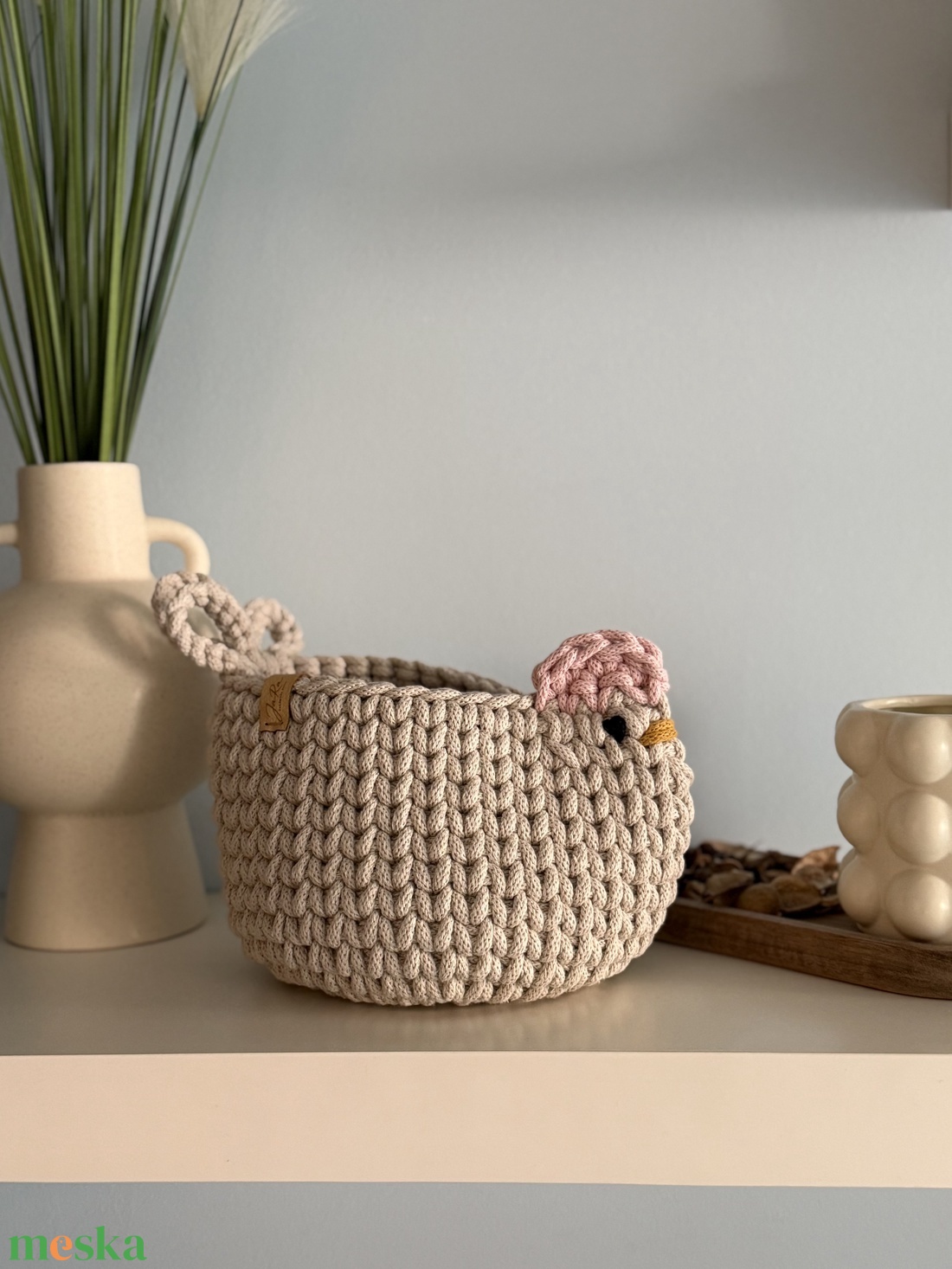 Horgolt Tyúkocska kosár - otthon & életmód - tárolás & rendszerezés - tárolókosár - Meska.hu