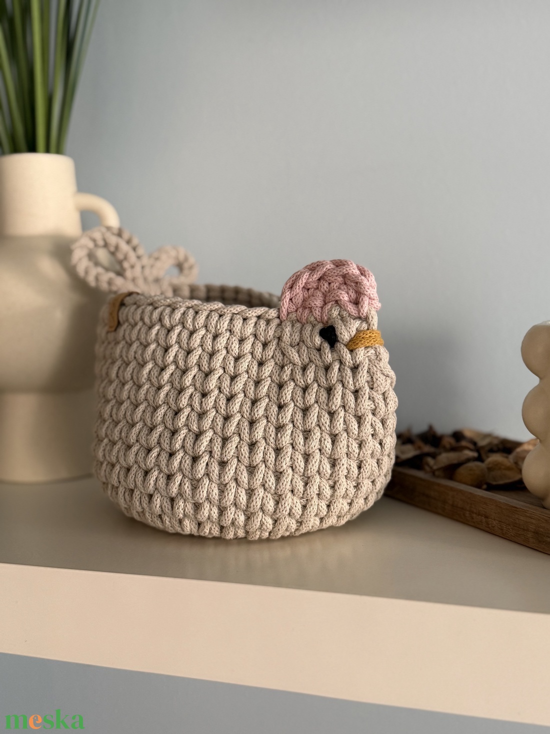 Horgolt Tyúkocska kosár - otthon & életmód - tárolás & rendszerezés - tárolókosár - Meska.hu