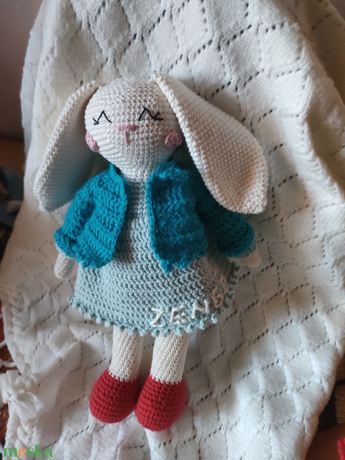 Nyúllány -Megrendelésre Ildikónak - Horgolt - játék & sport - plüssállat & játékfigura - nyuszi - Meska.hu