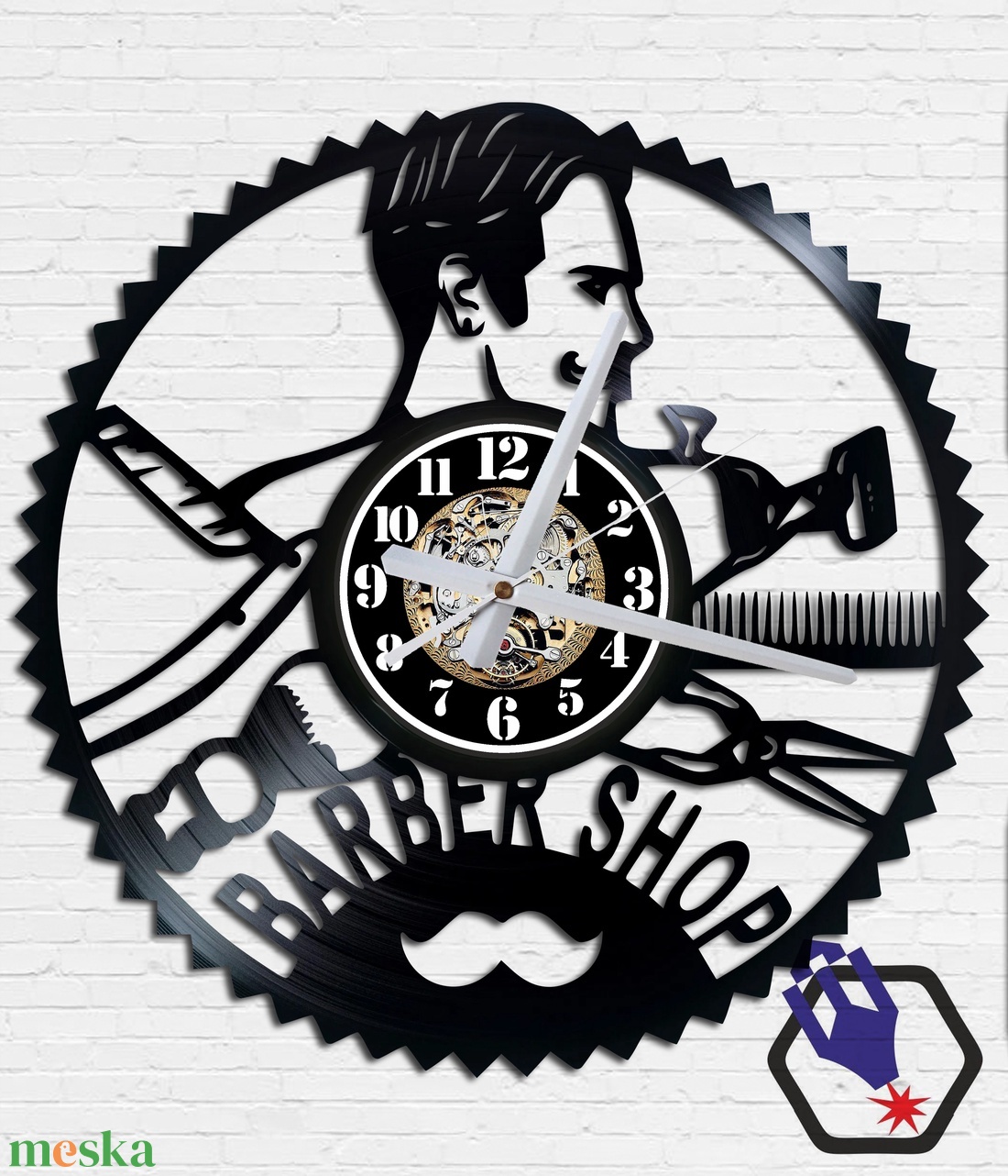 Falióra bakelitlemezből készítve - Barber Shop #6 - otthon & lakás - dekoráció - fali és függő dekoráció - falióra & óra - Meska.hu Falióra bakelitlemezből készítve - Barber Shop #6 - otthon & lakás - dekoráció - fali és függő dekoráció - falióra & óra - Meska.hu