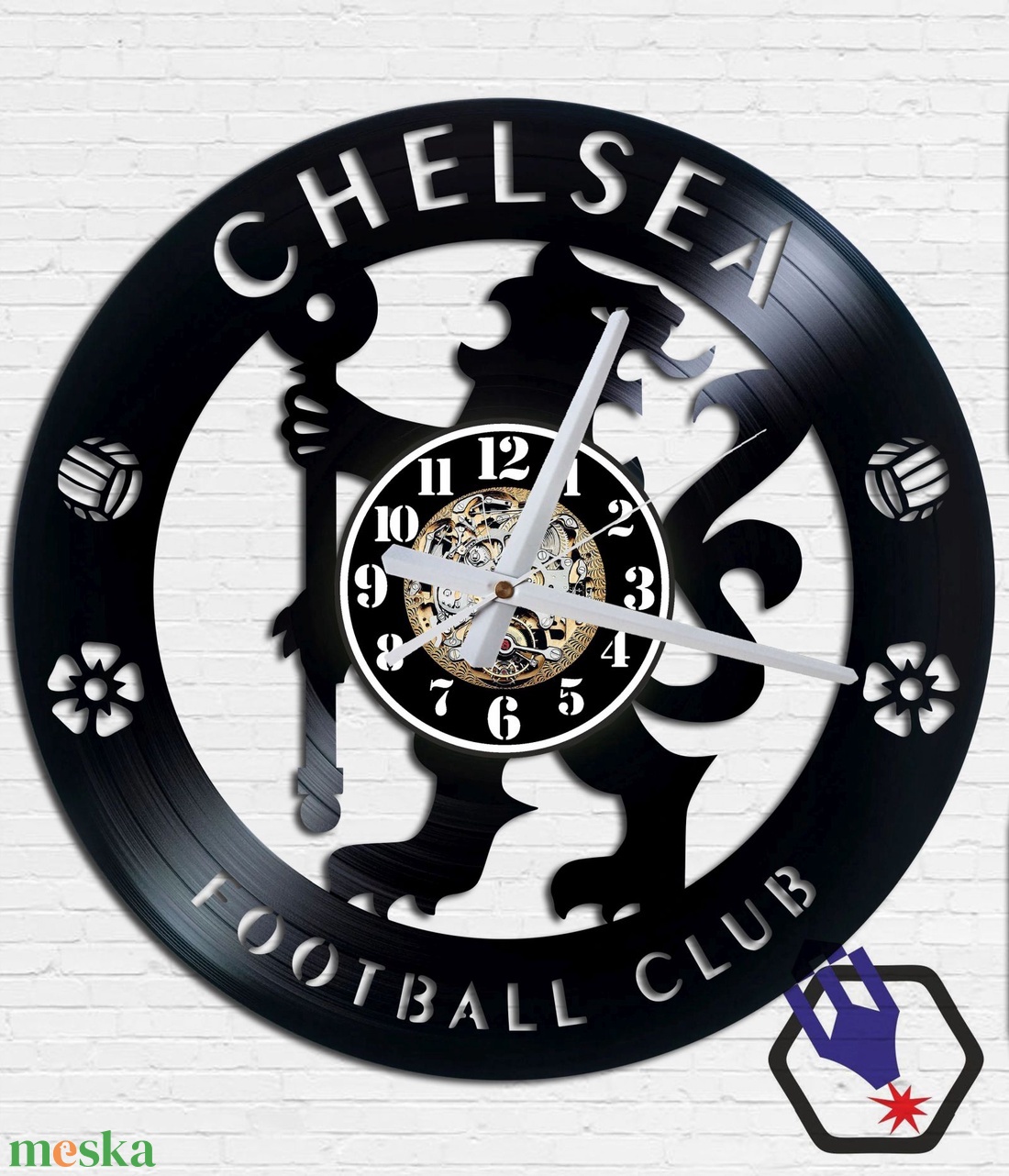 Falióra bakelitlemezből készítve - Chelsea FC - otthon & lakás - dekoráció - fali és függő dekoráció - falióra & óra - Meska.hu