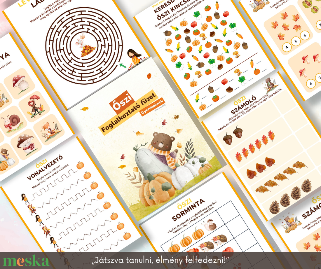 Őszi foglalkoztató füzet - játék & sport - készségfejlesztő és logikai játék - oktató játékok - Meska.hu