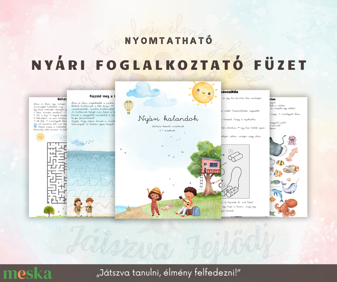 Nyári kalandok Mesés foglalkoztató füzet - játék & sport - készségfejlesztő és logikai játék - oktató játékok - Meska.hu