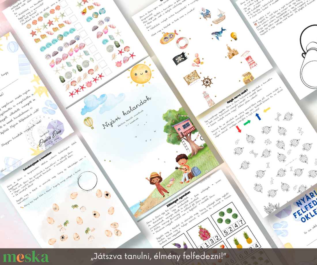 Nyári kalandok Mesés foglalkoztató füzet - játék & sport - készségfejlesztő és logikai játék - oktató játékok - Meska.hu