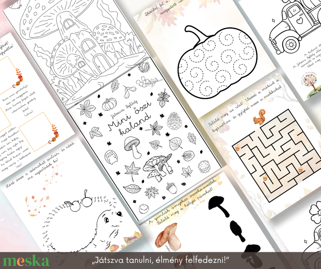 Mini őszi kaland foglalkoztató füzet - játék & sport - készségfejlesztő és logikai játék - oktató játékok - Meska.hu