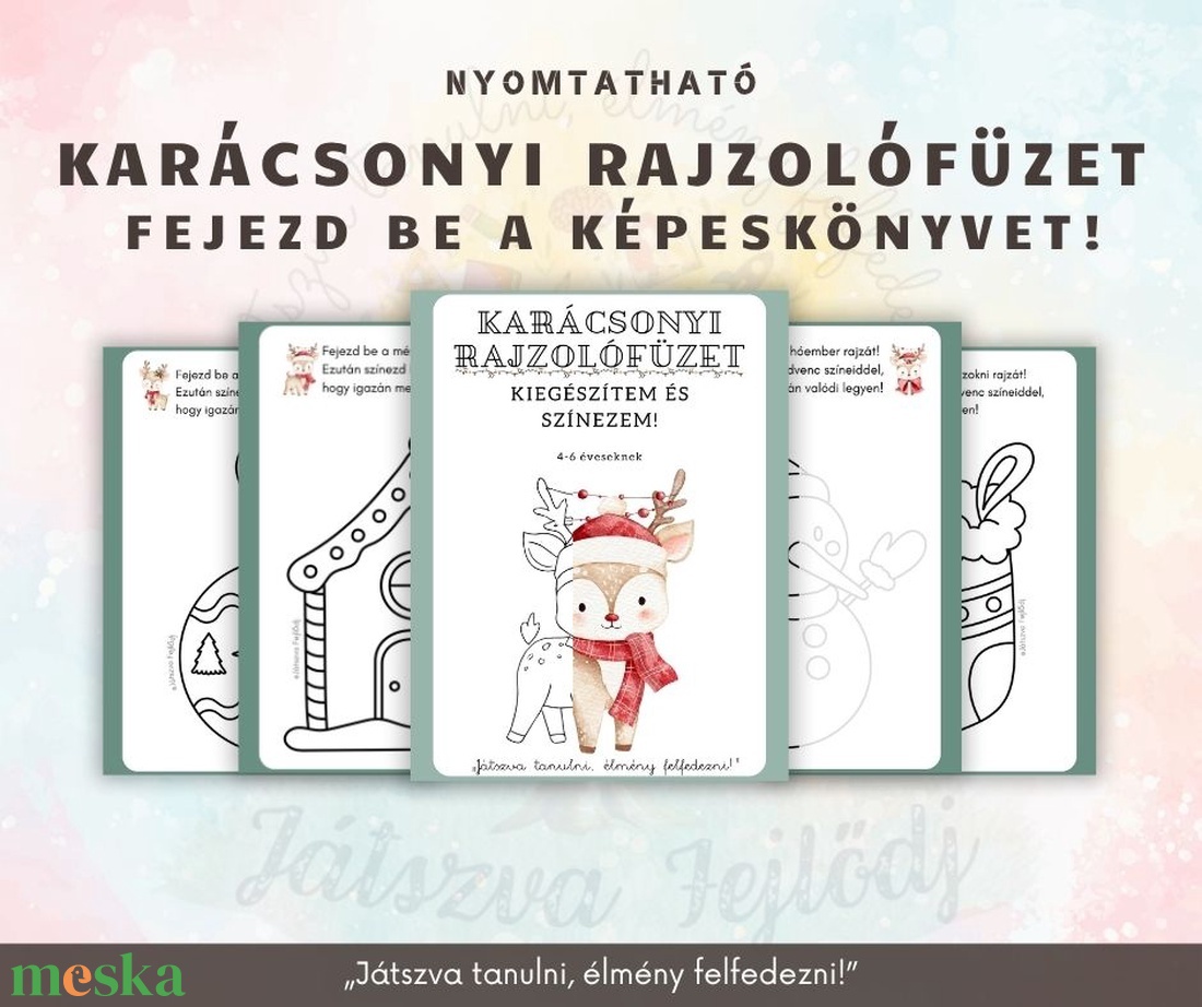 Karácsonyi rajzolófüzet  Kiegészítem és színezem! - játék & sport - készségfejlesztő és logikai játék - oktató játékok - Meska.hu