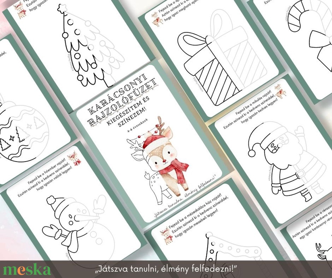 Karácsonyi rajzolófüzet  Kiegészítem és színezem! - játék & sport - készségfejlesztő és logikai játék - oktató játékok - Meska.hu