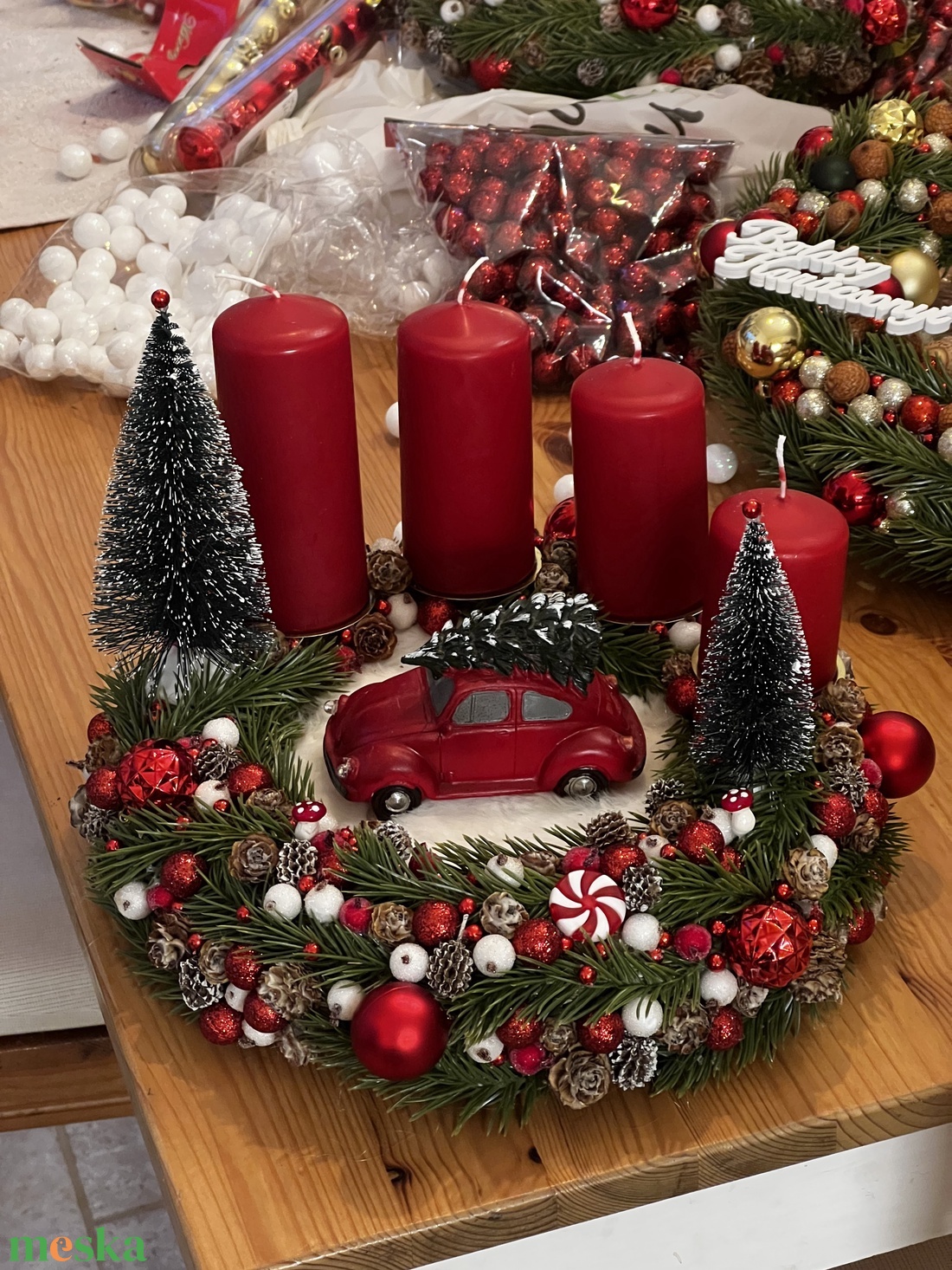 Autós adventi koszorú  - karácsony - adventi díszek - adventi koszorú - Meska.hu Autós adventi koszorú  - karácsony - adventi díszek - adventi koszorú - Meska.hu