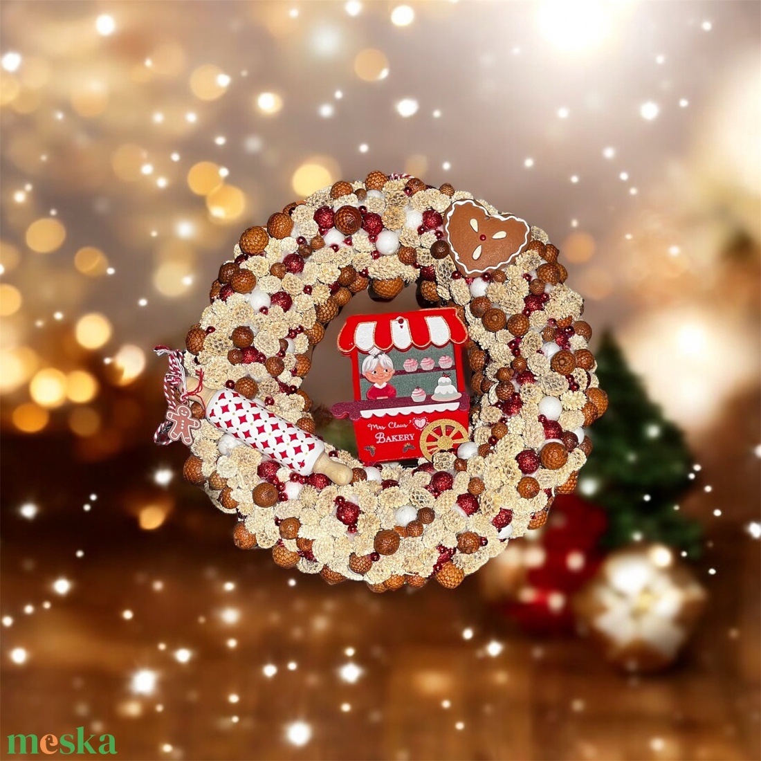 Mézeskalácsos karácsonyi ajtódísz  - karácsony - karácsonyi lakásdekoráció - karácsonyi ajtódíszek - Meska.hu