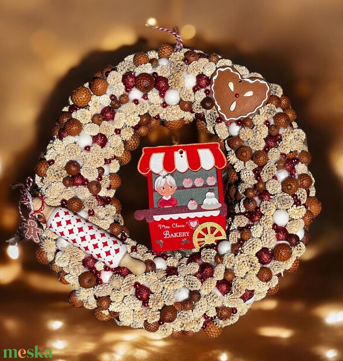 Mézeskalácsos karácsonyi ajtódísz  - karácsony - karácsonyi lakásdekoráció - karácsonyi ajtódíszek - Meska.hu