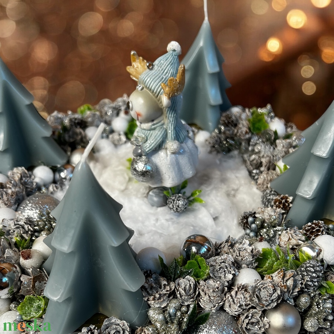 Ezüst-Kék adventi koszorú  - karácsony - adventi díszek - adventi koszorú - Meska.hu