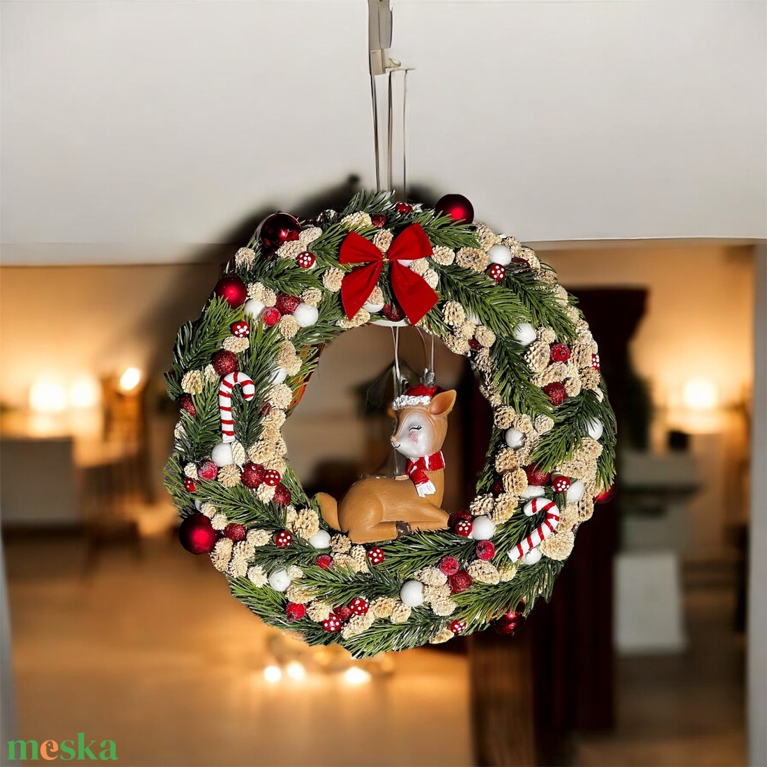 Őzikés ajtódísz - karácsony - karácsonyi lakásdekoráció - karácsonyi ajtódíszek - Meska.hu