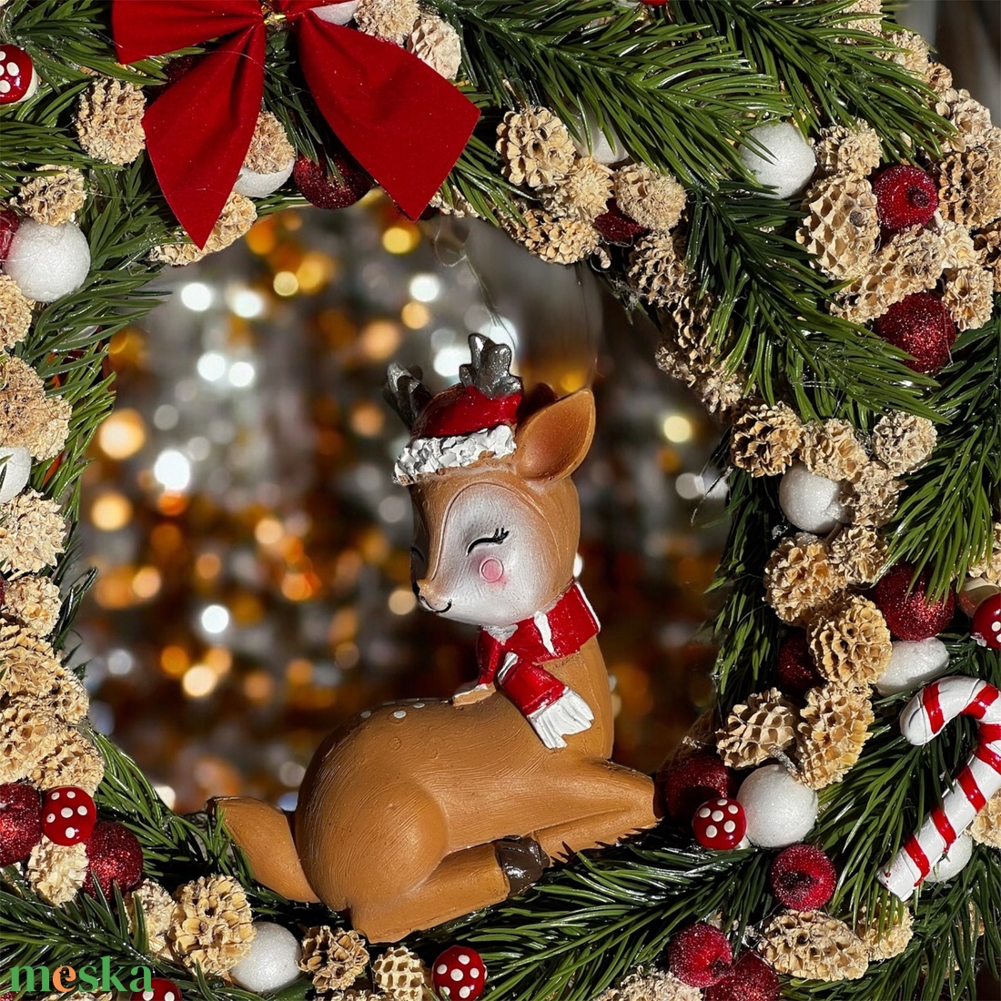 Őzikés ajtódísz - karácsony - karácsonyi lakásdekoráció - karácsonyi ajtódíszek - Meska.hu