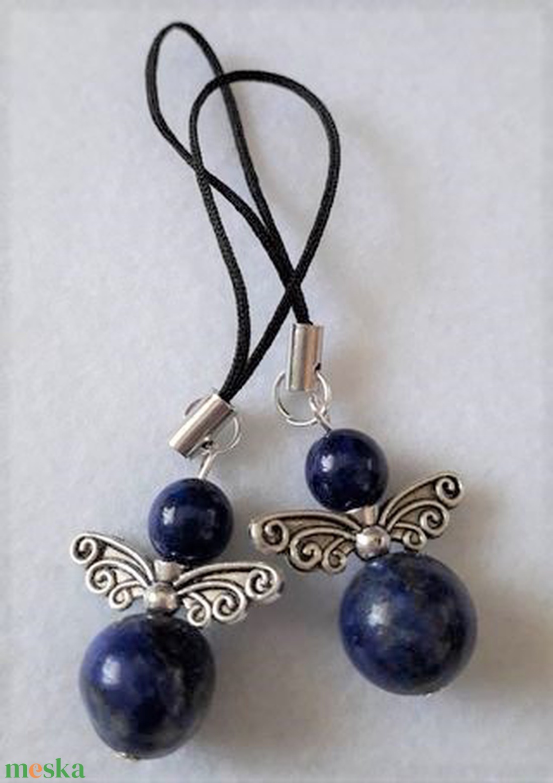 Lápisz lazuli angyalka szett - ásvány fülbevaló és táskadísz / medál - ékszer - ékszerszett - Meska.hu