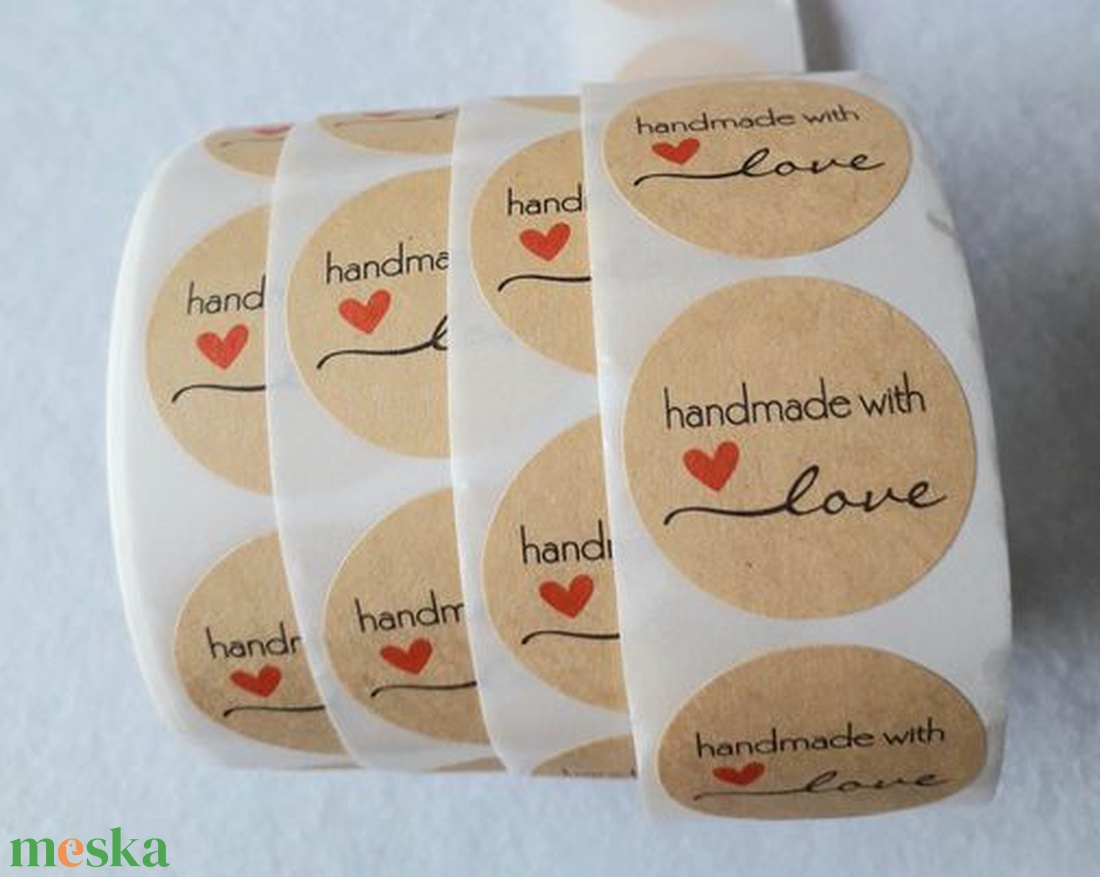 Handmade with love feliratos matrica - 10 db/csomag (3012) - kellékek & szerszámok - dekorációs kellékek - egyéb kellékek - Meska.hu