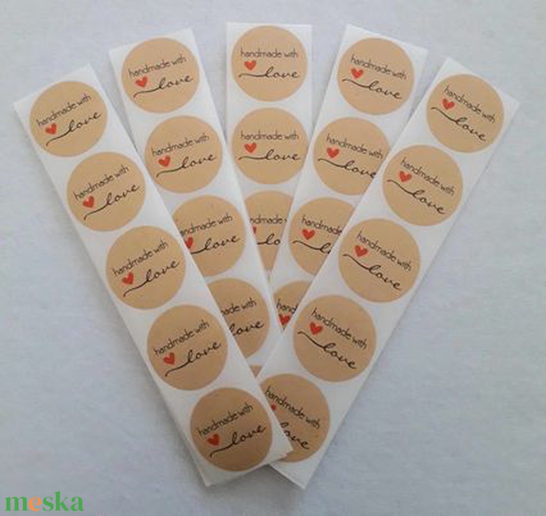 Handmade with love feliratos matrica - 10 db/csomag (3012) - kellékek & szerszámok - dekorációs kellékek - egyéb kellékek - Meska.hu