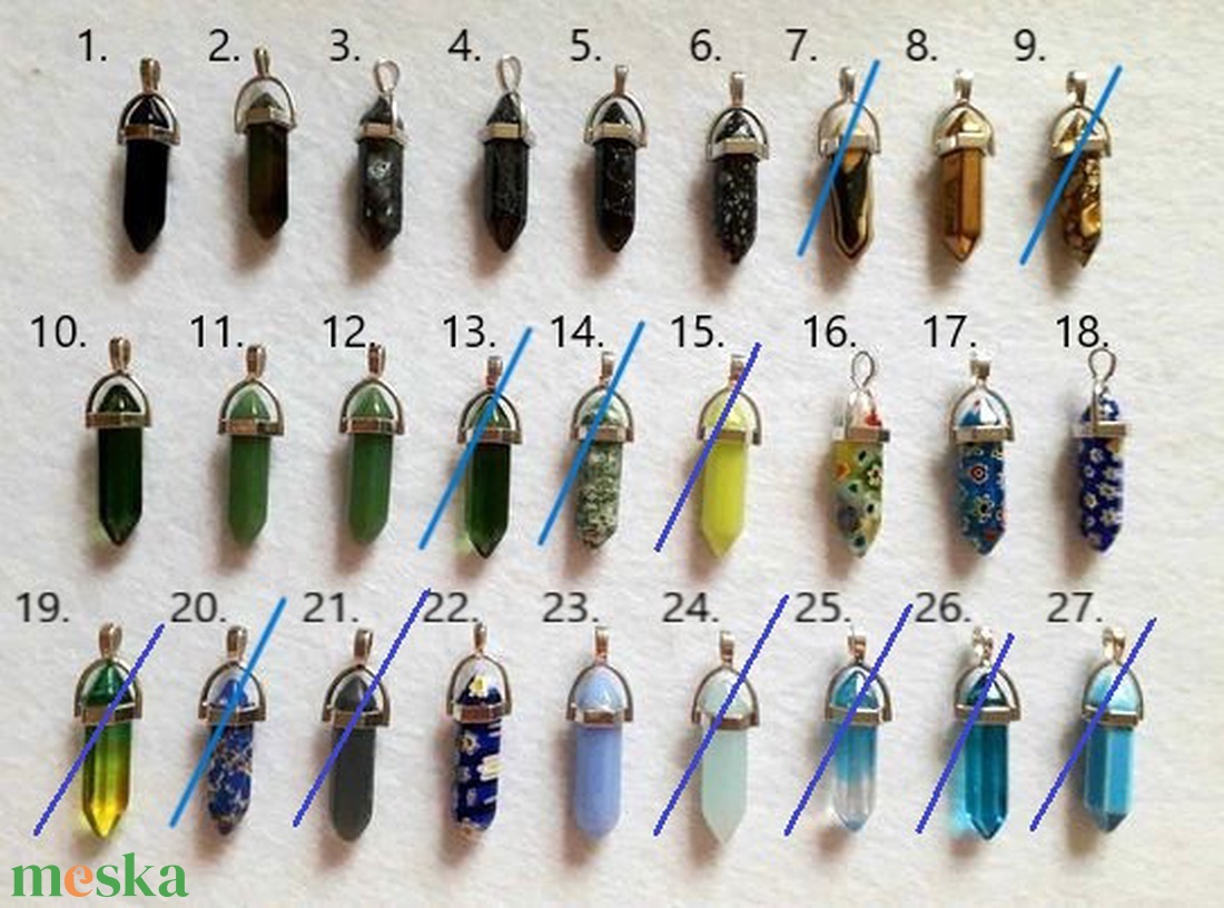 Hexagonál alakú üveg medál - 40 x 8 mm (1206) - kellékek & szerszámok - gyöngyfűzés kellékek - üveggyöngy - Meska.hu