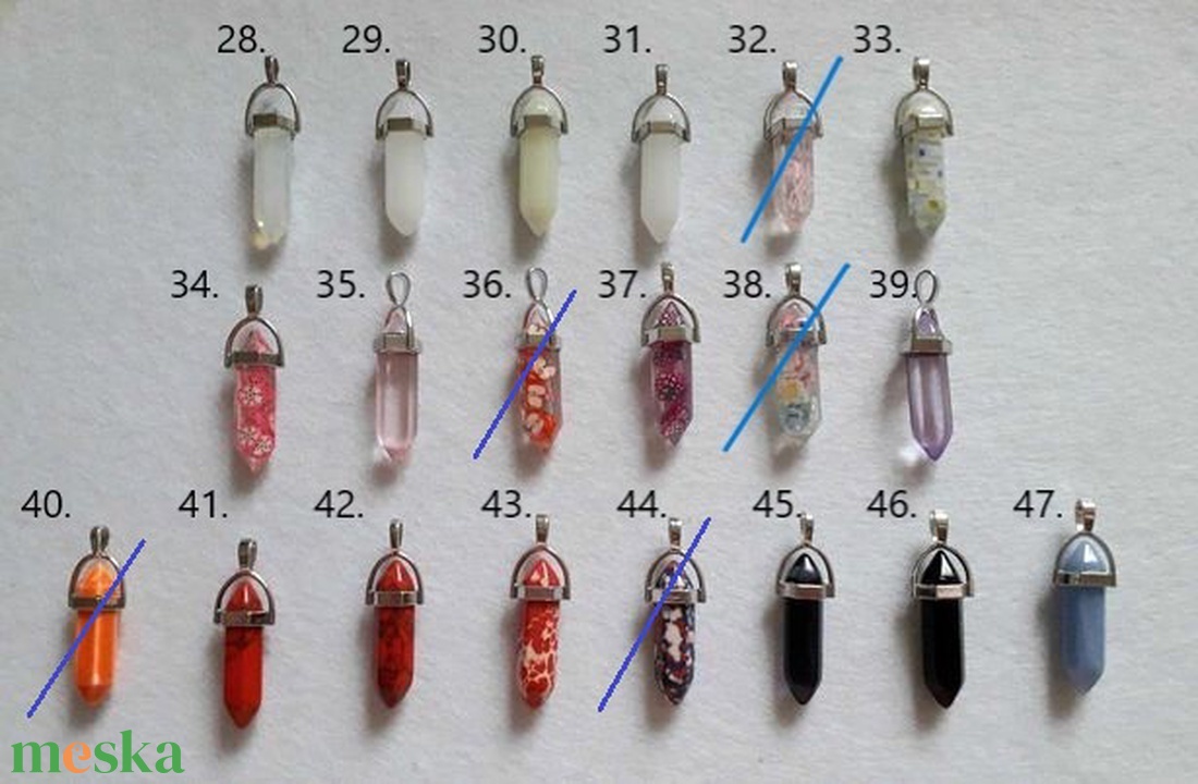 Hexagonál alakú üveg medál - 40 x 8 mm (1206) - kellékek & szerszámok - gyöngyfűzés kellékek - üveggyöngy - Meska.hu