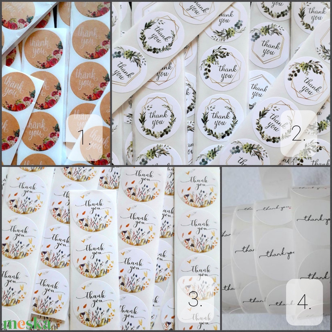 Többféle, natúr színű Thank you (Köszönöm) feliratos matrica - 10 db/csomag (3011, 1446) - kellékek & szerszámok - dekorációs kellékek - egyéb kellékek - Meska.hu